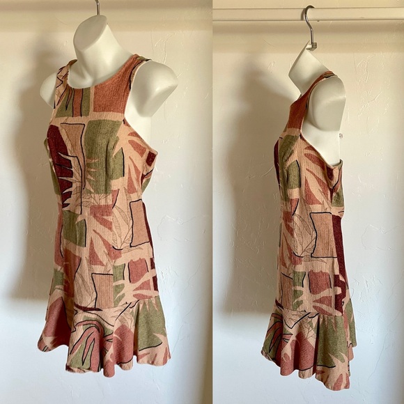 PITANGA Tropical Linen Blend Palms Print Resort DRESS Made in BRAZIL Size Medium - Picture 10 of 14